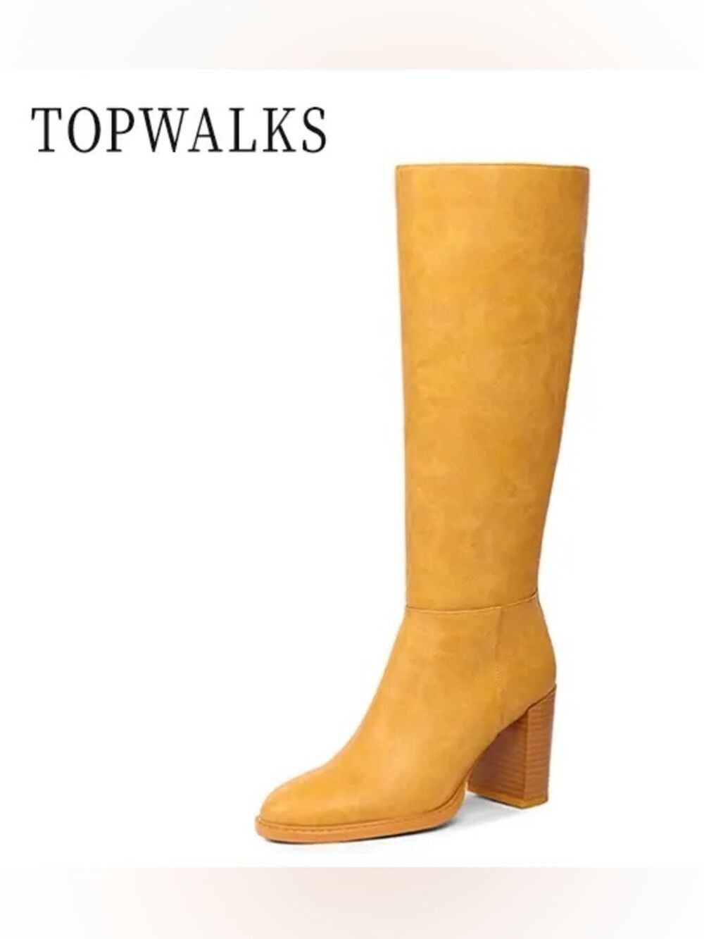 Topwalks Women's Tall Knee High Boots Mustard Yellow Size 8